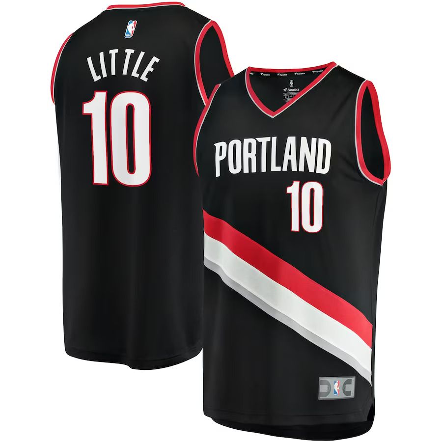 Men Portland Trail Blazers 10 Nassir Little Fanatics Branded Black Fast Break Replica NBA Jersey